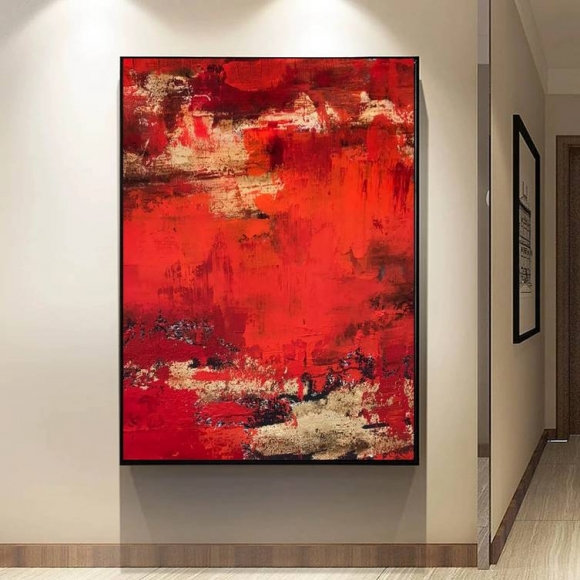 Room Original Painting Red Dining Abstract Canvas Artwork 7V75T Room Original Painting Red Dining Abstract Canvas Artwork 7V75T
