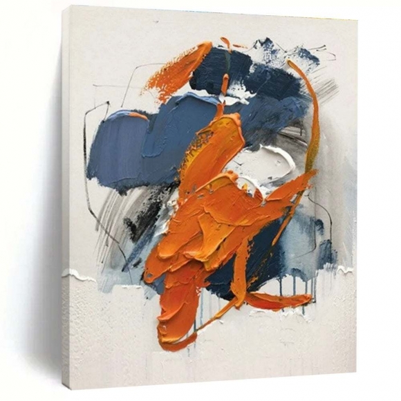 Blue Orange Seaside Textured Abstract Wall Art AU3AQ Blue Orange Seaside Textured Abstract Wall Art AU3AQ