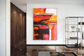Orange Pink Red Abstract Textured Canvas Wall Art ZI9S7 Orange Pink Red Abstract Textured Canvas Wall Art ZI9S7