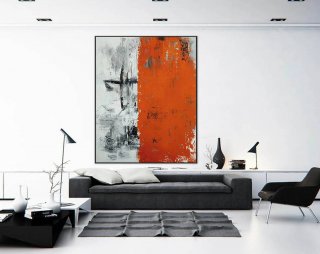 Red Original Black Canvas Grey Abstract Canvas Artwork 1JJHB