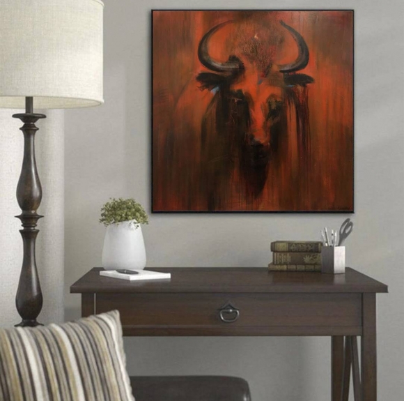 White Original Animal Contemporary Abstract Canvas Artwork DAVA6