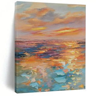 Balcony Handmade Living Coastal Bedroom Abstract Canvas Wall Art 7YKAR