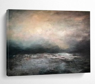 Ocean Coastal Painting Canvas Moody Wall Art L5HAS