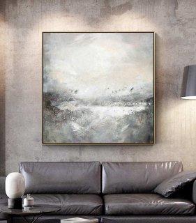 Ocean Scenic Sea Gray Abstract Canvas Wall Art V26W2
