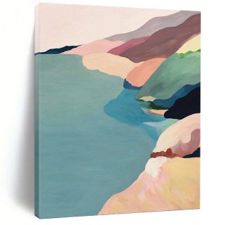 Landscape Seaside Canvas Pastel Cliffs Wall Art LF1QK