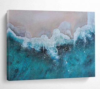 Sea Turquoise Textured Abstract Painting Wall Art BM90S