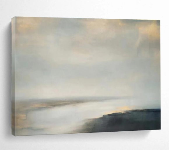 White Original Coastal Sea Abstract Artwork 93HES