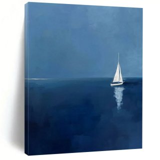 Coastal Blue Seaside Minimal Painting Wall Art 57HMF