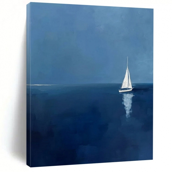 Coastal Blue Seaside Minimal Painting Wall Art 57HMF