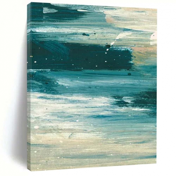 Blue Original Hand-painted Coastal Minimal Artwork W0ZO4 Blue Original Hand-painted Coastal Minimal Artwork W0ZO4