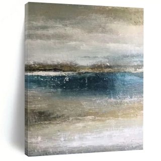 Coastal Handmade Living Abstract Canvas Artwork 4ENV6