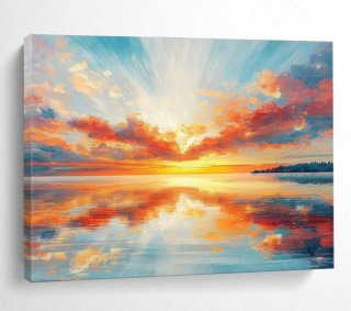 Evening Coastal Abstract Canvas Painting Wall Art K66F2