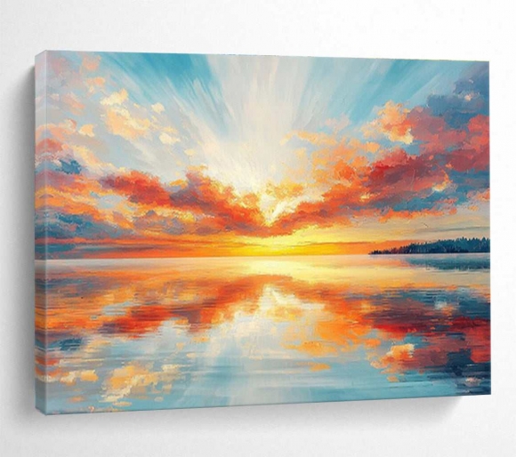 Evening Coastal Abstract Canvas Painting Wall Art K66F2 Evening Coastal Abstract Canvas Painting Wall Art K66F2