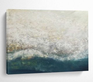 White Blue Seaside Textured Abstract Wall Art 2F9X5