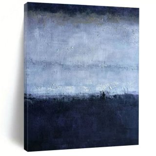 Blue Muted Horizon Seaside Bedroom Wall Art T921R