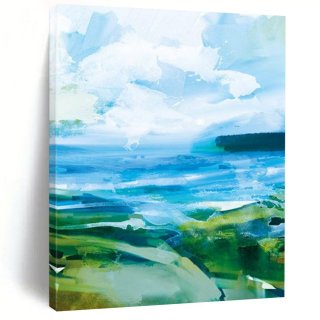 Coastal Seaside Hues Blend Blues Wall Art 71ZX0