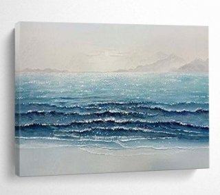 Waves Ocean-inspired Abstract Acrylic Sparkling Wall Art 3HXKW
