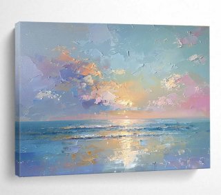 Evening Abstract Canvas Painting Vibrant Wall Art PB5I8