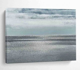 Coastal Grey Minimalist Painting Canvas Wall Art GU5GW