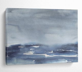 Coastal Blue Abstract Coastal Monochromatic Wall Art V0NKL