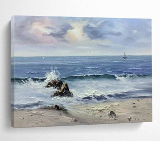 Coastal Abstract Dramatic Seaside Acrylic Wall Art OB4J5