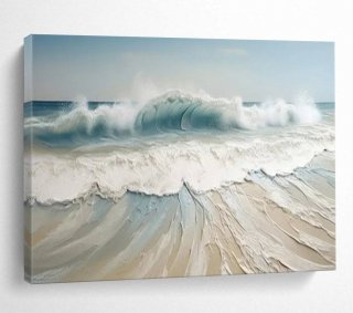 Sea Wave Seaside Textured Living Abstract Wall Art BJW6H