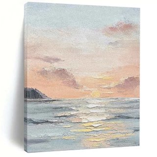 Sunset Handmade Hand-painted Seaside Orange Blue Abstract Canvas XPU8O Sunset Handmade Hand-painted Seaside Orange Blue Abstract Canvas XPU8O