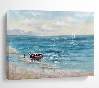 Beach Red Coastal Abstract Acrylic Wall Art ME0SU