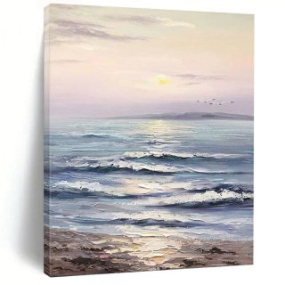 Sunset Hand-painted Impressionistic Seaside Pastel Canvas Wall Art 9UC74 Sunset Hand-painted Impressionistic Seaside Pastel Canvas Wall Art 9UC74