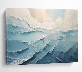 Sea Waves Textured Coastal Abstract Wall Art 4S1D9