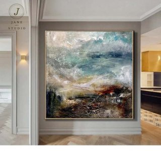 Coastal Original Hand-painted Texture Abstract Canvas Wall Art Y5QKG Coastal Original Hand-painted Texture Abstract Canvas Wall Art Y5QKG