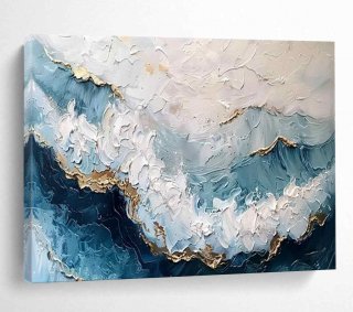 Sea Wave Gold Textured Painting Abstract Wall Art ZJ21J