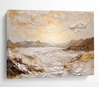 Scenic Hand-painted Mountain Landscape Abstract Canvas Artwork 9UP6G