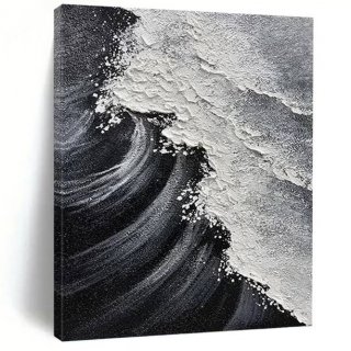 Canvas Hand-painted Coastal Black Waves Canvas Wall Art F5JVT Canvas Hand-painted Coastal Black Waves Canvas Wall Art F5JVT