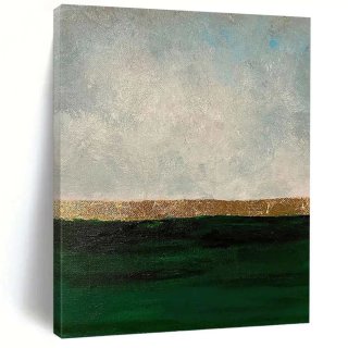 Green Handmade Coastal Elegant Abstract Canvas Artwork SR8PO Green Handmade Coastal Elegant Abstract Canvas Artwork SR8PO