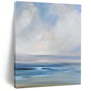 Coastal Hand-painted Seaside Office Abstract Canvas Wall Art BKK27