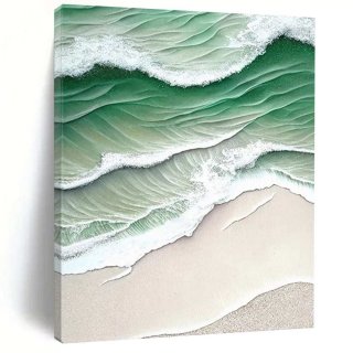 Ocean Waves Coastal Surreal Painting Wall Art 50WRD