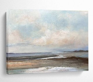 Coastal Seaside Painting Canvas Impressionistic Wall Art ITQ4B