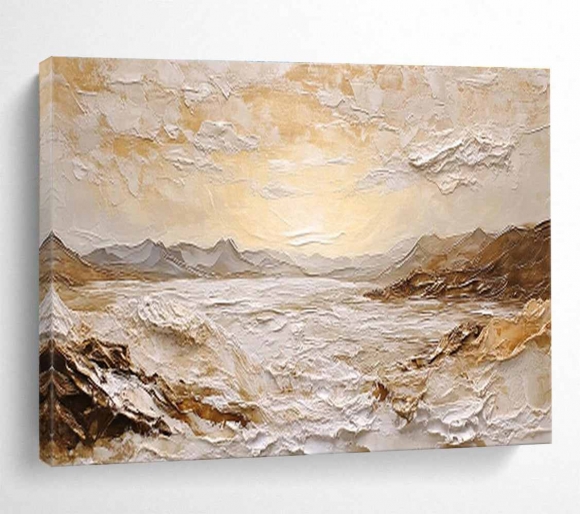 Mountain Sea Textured Abstract Painting Wall Art S4QT6 Mountain Sea Textured Abstract Painting Wall Art S4QT6