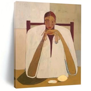 Figure White Minimalist Painting Seated Wall Art R19UY