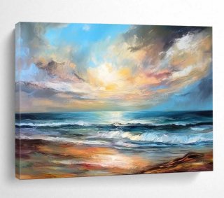 Evening Beach Abstract Canvas Painting Wall Art QM184 Evening Beach Abstract Canvas Painting Wall Art QM184
