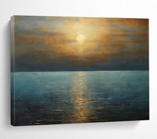 Sunset Sea Golden Coastal Abstract Wall Art ATMH7