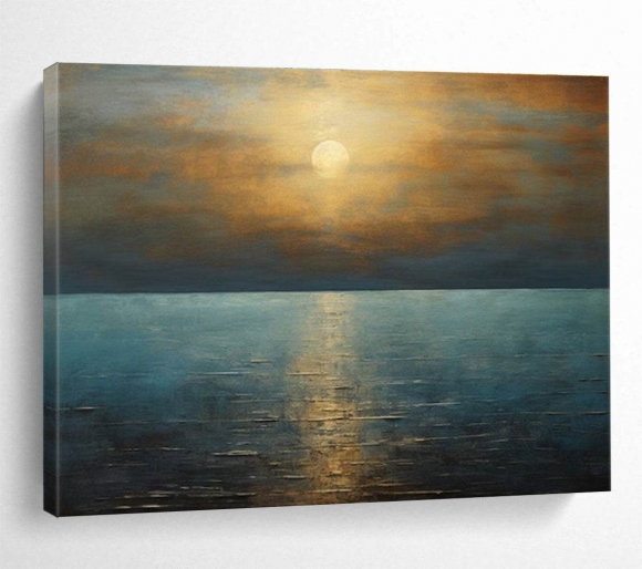Sunset Sea Golden Coastal Abstract Wall Art ATMH7 Sunset Sea Golden Coastal Abstract Wall Art ATMH7