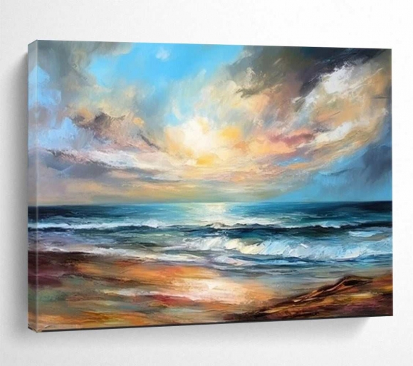 Sunset Coastal Seaside Living Room Abstract Wall Art V27QD Sunset Coastal Seaside Living Room Abstract Wall Art V27QD