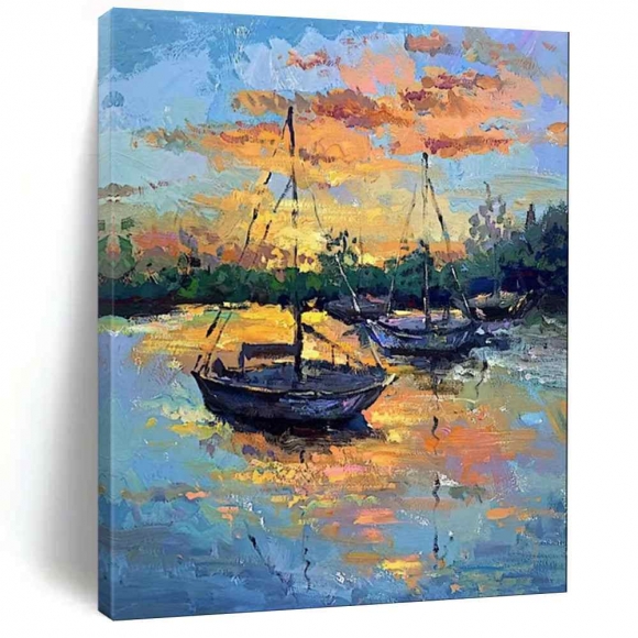 Beach Sunset Abstract Painting Vibrant Wall Art 7R671 Beach Sunset Abstract Painting Vibrant Wall Art 7R671