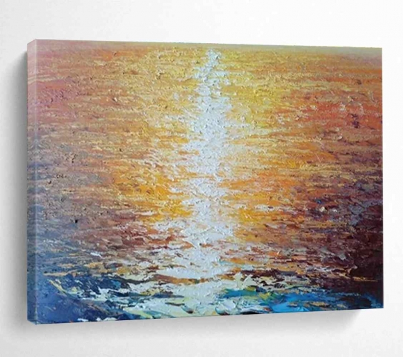 Golden Hand-painted Seascape Abstract Canvas Wall Art AYZ1C
