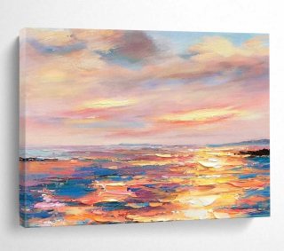 Seascape Sunset Coastal Acrylic Pastel Abstract Wall Art XJGV0 Seascape Sunset Coastal Acrylic Pastel Abstract Wall Art XJGV0