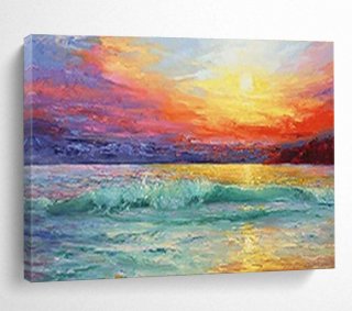 Sunset Canvas Painting Seaside Vibrant Abstract Wall Art ZP1GF Sunset Canvas Painting Seaside Vibrant Abstract Wall Art ZP1GF