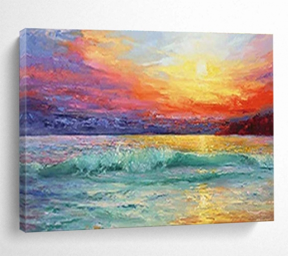 Sunset Canvas Painting Seaside Vibrant Abstract Wall Art ZP1GF Sunset Canvas Painting Seaside Vibrant Abstract Wall Art ZP1GF