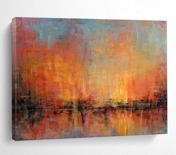 Sunset Abstract Canvas Painting Warm Wall Art W0D7F Sunset Abstract Canvas Painting Warm Wall Art W0D7F